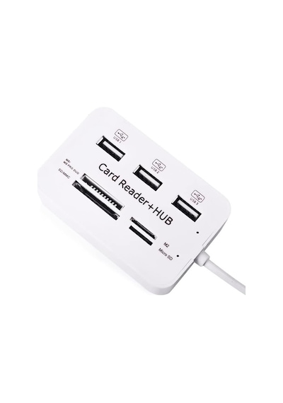 3 Port 2.0 Usb Çoklayıcı Hub + 4 Slot Kart Okuyucu, 45 Cm Kablo