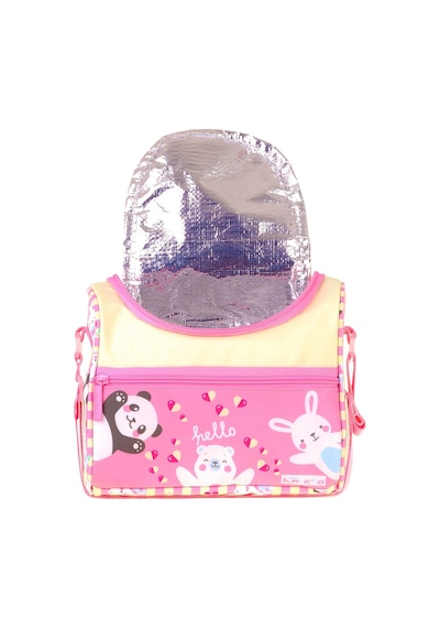 Kaukko Kids Kız Çocuk Hello Baskılı Isı Yalıtımlı Okul Beslenme Çantası Sarı - Pembe - L5309