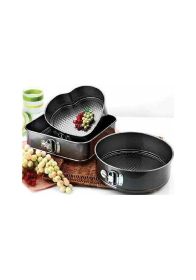 Kelepçeli Yuvarlak Kalp Kare Şeklinde Metal  Pasta Kek Kalıbı Set