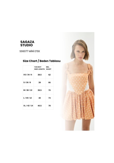 Sagaza Studio Ss6077 Pileli Mini Etek Turuncu
