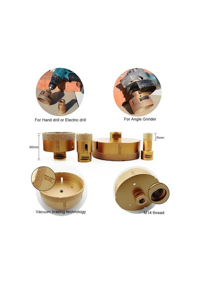 Mermer Granit Fayans Beton Delme Pancı 8mm Sarı Elmas Karot