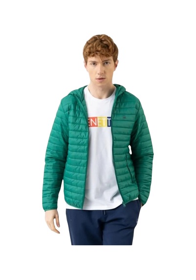 United Colors of Benetton Erkek Fermuarlı Kapüşonlu Mont Yeşil