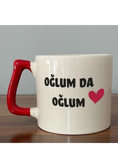 Oğlum Da Oğlum Baskılı Kırmızı Kulplu D Kupa