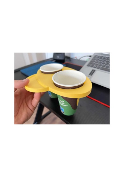 3d Design Çiftli Bardak Taşıyıcı Ve Atıştırmalık Tepsisi - Siyah Diğer
