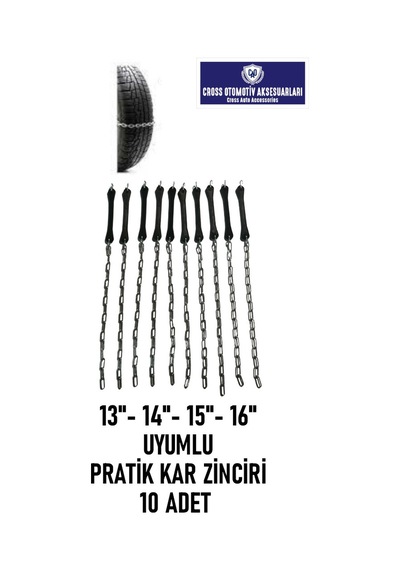 Pratik Araba Zinciri Kar Zinciri 13-14-15-16 Jant Uyumlu 10 Adet