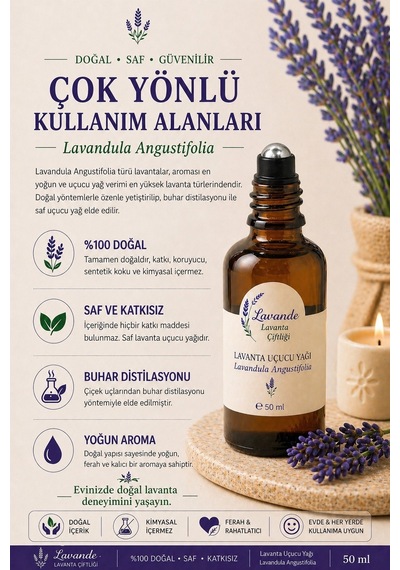 Lavande Lavanta Çiftliği Lavanta Yağı L.angustifolia RollOn 50 ML