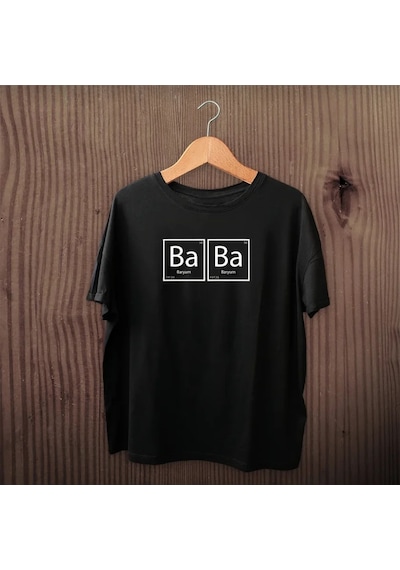 Veraura Lifestyle Babalar Günü Hediye Baba Temalı Baskılı Oversize Bisiklet Yaka T-shirt - Siyah