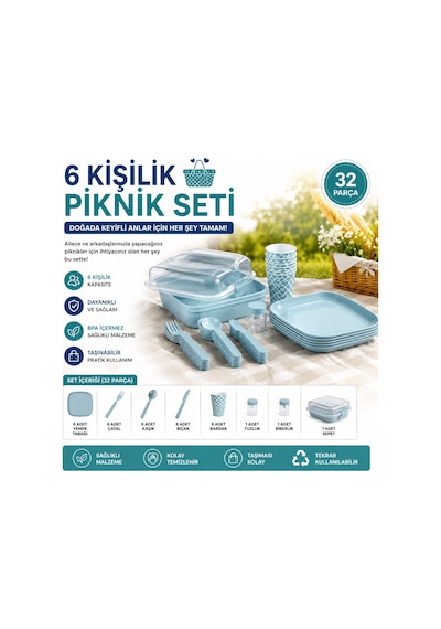 32 Parça Piknik Seti Kullanışlı Pratik Karışık/çok Renkli