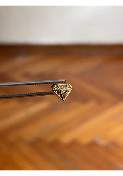 316 L Cerrahi Çelik Dudak Piercing Kıkırdak Helix Tragus Conch Zirkon Taşlı Figürlü Piercing Gold
