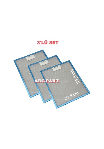 Arçelik Uyumlu Davlumbaz Alüminyum Filtre 27,5x33,5 Cm - 3'lü Set