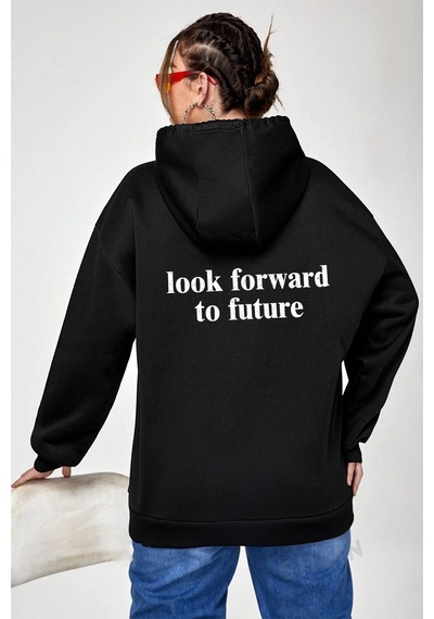 Mr. Everyting Baskılı Oversize Sweatshirt Siyah