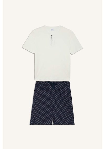 Defacto %100 Pamuk New Regular Fıt 2li Şortlu Pijama Takımı H8680ax26smwt34 Beyaz-wt34