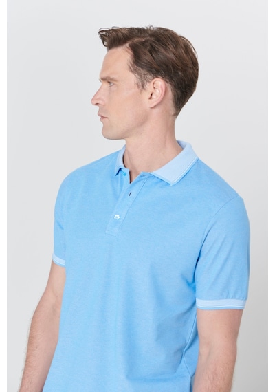 Ac&Co / Altınyıldız Classics 4A4820200047Mavm Düğmeli Polo Yaka Cepsiz Slim Fit Erkek Tişört Mavi