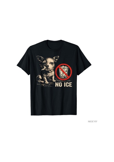 Flood Of Style No Ice Lütfen Sigara İçme Chihuahua Meme T-shirt Erkekler Kadınlar Için % 100% Pamuklu T Shir Siyah