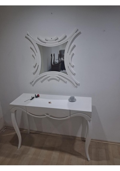 Dresuar 90628 Cnc Çökertme Model Cnc Ayna Lake Beyaz Tabla Kayn Aslan Ayak Beyaz