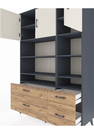 Hyperion Dolap 10 Raflı 4 Çekmeceli 3 Kapaklı 132x44x195 Antrasit-aytaşı/çam Aytası/atlas Çam Hyperion Dolap 10 Raflı 4 Çekmeceli 3 Kapaklı 132x44x195 Antrasit-aytaşı/çam Aytası/atlas Çam