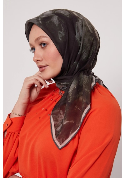 Bonjela Soft Eşarp D2 Çiçek Desen Haki Haki