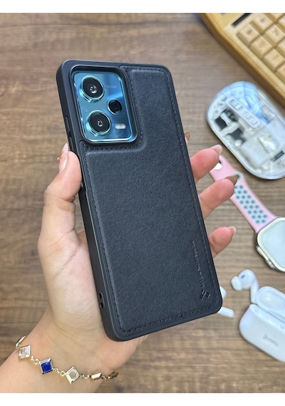 Samsung Galaxy Note 20 Ultra Uyumlu Premium Deri Dokulu Darbelere Dayanıklı Nazal Silikon Kılıf Siyah
