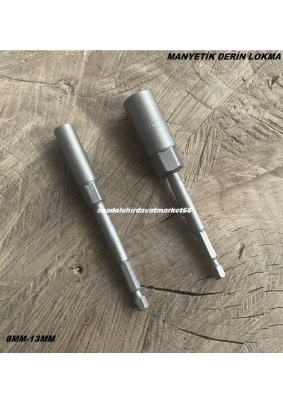 Byt 13mm Uzun Lokma Uç 8mm Manyetik Bits Uç Somun Sıkma Ucu 8-13 Lokma Uç 12cm 2pcs