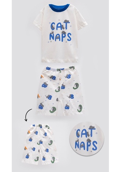 Aden Kids "kedili Desenli Bebek Ve Çocuk Yazlık Pijama Takımı - Rahat Ve Şirin 0-4 Yaş Unisex" Laci