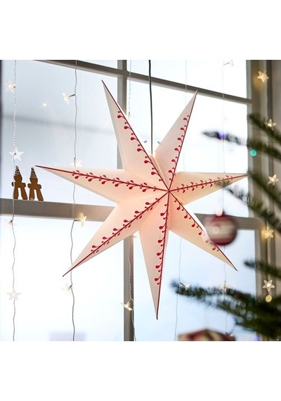 Ikea Stråla Abajur Başlığı, Beyaz-kırmızı, 70 Cm, Yıldız