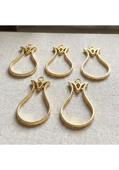 Tahtakale Toptancı Epoksi Lale Model Metal Kolye Takı Ucu 5 Adet Gold Gold