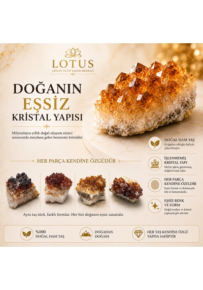 Premium Brezilya Doğal Sitrin Ham Taşı Doğal Kristal Dekor Taşı 100g