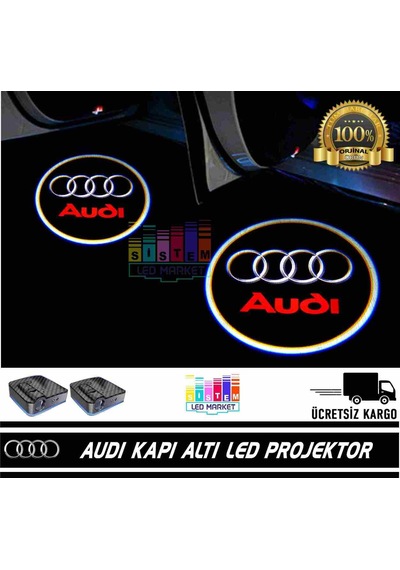 Audi Araçlar İçin Pilli Kapı Altı Led Logo Yapıştırmalı