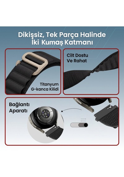 Caseonn Haylou Gst Lite Kordon Titanyum G-kancalı Alpin Kumaş Kayış Yeşil