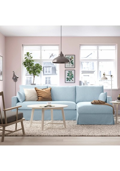 Ikea Mavi Lüks Kanepe - Uzanma Koltuklu 3'lü Kanepe