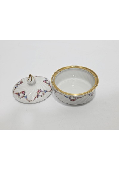 Limoges Çiçek İşlemeli Porselen Şekerlik