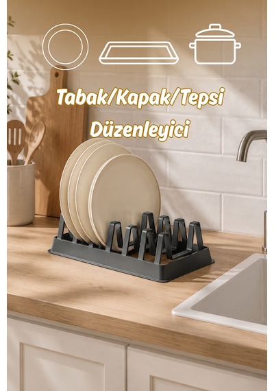 Porsima Kp-166-2 Bulaşıklık Tezgah Üstü Kurutmalık Durulama Matı Bulaşık Sepeti Antrasit