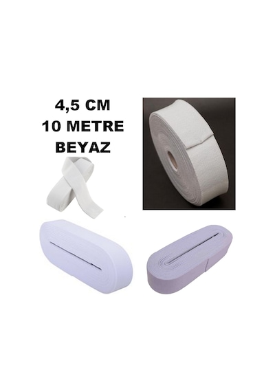 Çamaşır Don Etek Bel Paça Bebe Lastiği Yassı Yumuşak Bel Lastik 10 Metre Beyaz-4.5 Cm