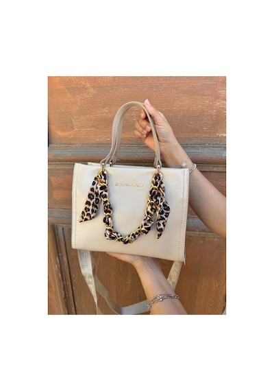 Just Polo Orijinal Kadın Omuz Ve Çapraz Askılı Zincir Detaylı Günlük Veya Özel Kullanıma Uygun Lüks Kol Çantası Shopper 25x20x9 Cm Vizon