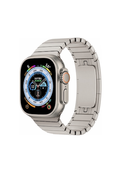 Ekılıf - Apple Uyumlu  Watch Ultra 49mm - Kordon Metal Kordon - Krd-35 - Titanyum - T24562