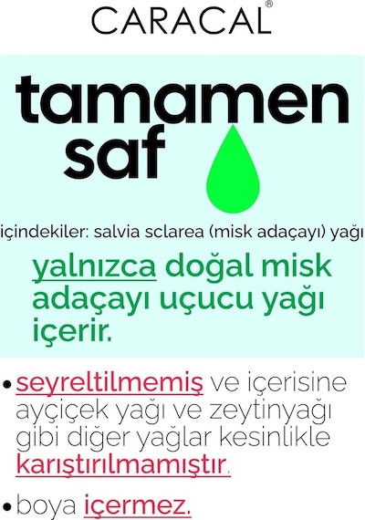 Caracal %100 Saf Misk Adaçayı Yağı Doğal Saf Ada Çayı Yağı Uçucu Katkısız Yağ 10 ML
