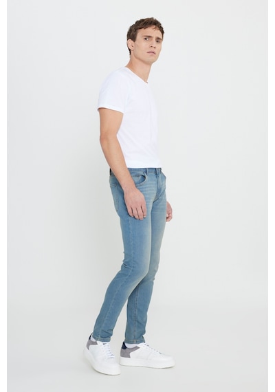 George Henry Pamuklu Slim Fit Dar Kesim 5 Cepli Esnek Jean Kot Denim Pantolon Petrol Mavi