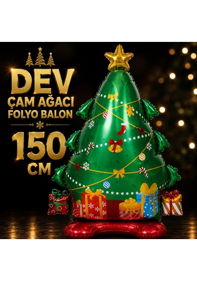 Vıp Yüksek Kalite Dev 150 Cm Yılbaşı Çam Ağacı Folyo Balon Yılbaşı Ağacı Balonu Yılbaşı Balonu