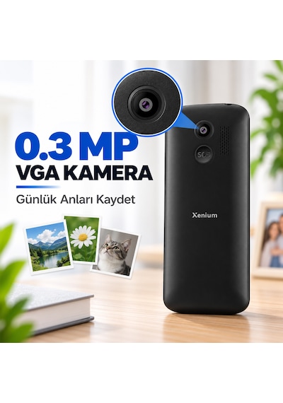 Philips Xenium E227 Kameralı Çift SIM Kartlı Tuşlu Cep Telefonu Siyah