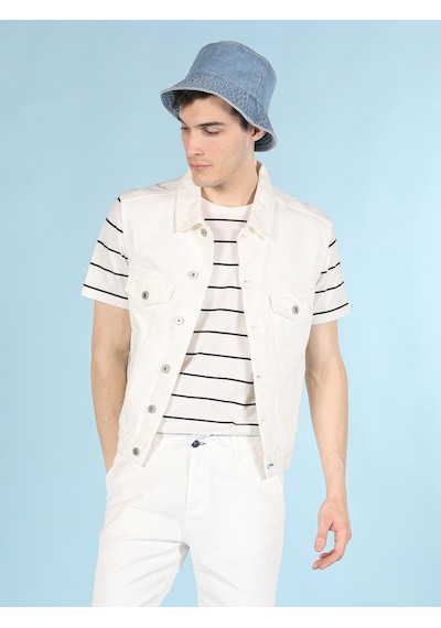 Colin'S Slim Fit Dar Kesim Düğme Detaylı Beyaz Jean Erkek Yelek Cl1059516_Q1.V1_Dn42127