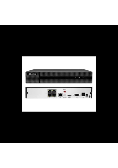 Hılook Nvr-104mh-c/4p, 4kanal Poe, 8mpix, H265+, 1 Hdd Desteği, 1080p Kayıt, 80mbps Bant Genişliği,