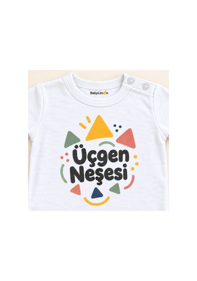 Babylimon Üçgen Neşesi Beyaz Kısa Kollu Çıtçıtlı Bebek Zıbını Beyaz - Üçgen Neşesi - 928161948 Beyaz - Üçgen Neşesi