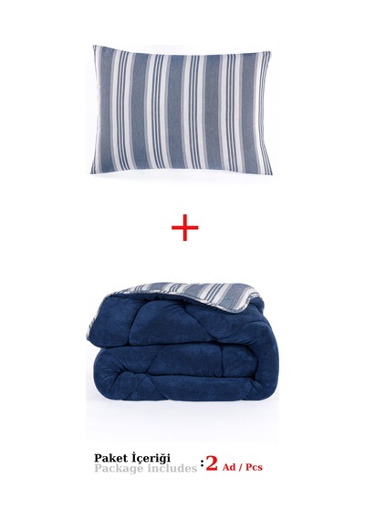 Comfort Set Yeni Nesil Wellsoft Yorganlı 2 Parça Tek Kişilik Soft Line Lacivert Lacivert