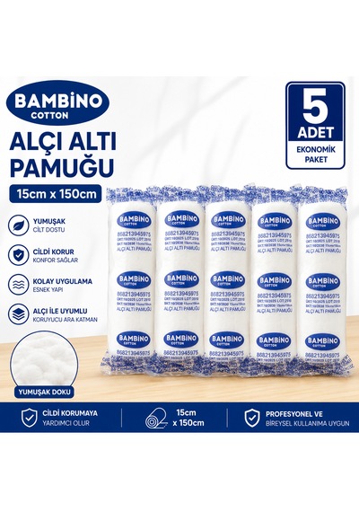 Bambino Alçı Altı Pamuğu 15cm 150cm 5 Adet