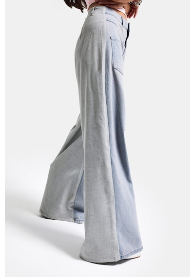 it's basic Kadın Gri Kot 2s6-89 Mega Baggy Çift Parça Önden Cepli Tasarım Denim Jean
