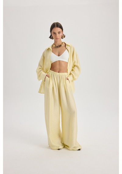 Mai Collection Mai Studios Co. Yovena Düğme Detay Sarı Oversize Gömlek sarı