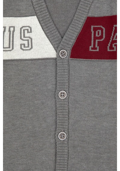 U.S. Polo Assn. Erkek Çocuk Gri Melanj Hırka Triko 50317115-vr086