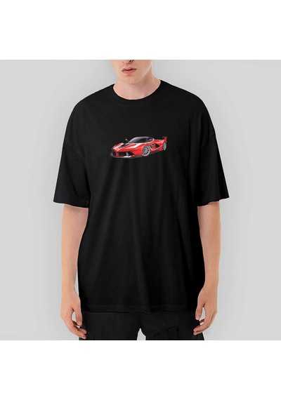 Asphalt 9 Legends Red Car Oversize Siyah Tişört Siyah