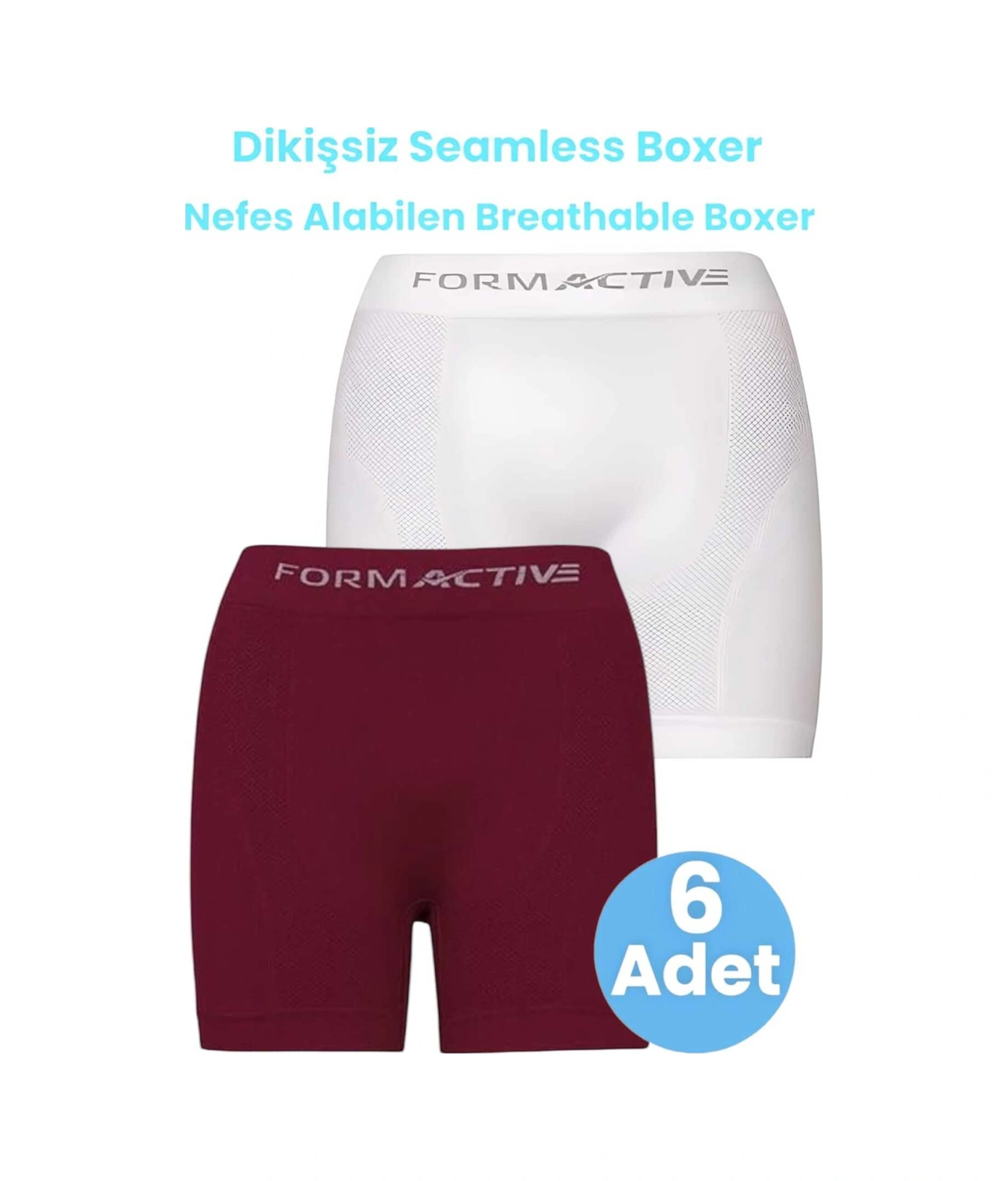Tezzgelsin Erkek Dikişsiz/seamless Nefes Alabilen Boxer 6 Adet Beyaz - Bordo