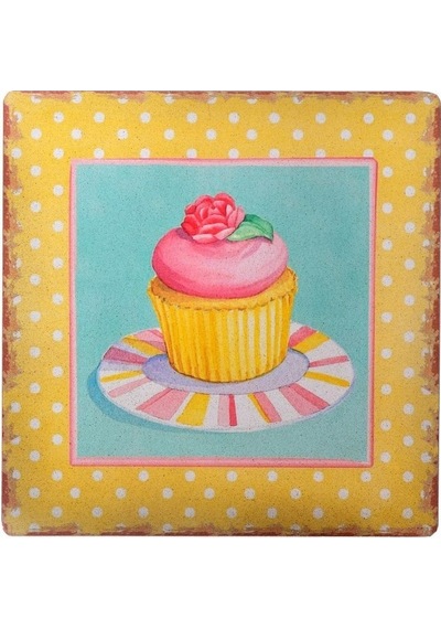 Buffer Decotown Duvar Panosu 40 40 Cup Cake Muffin Motifli Duvar Süsü Renkli
